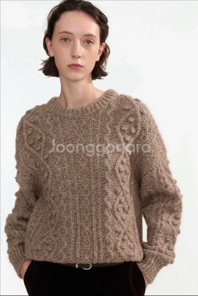 낫띵리튼 Ignes 케이블 니트 - 아몬드--4