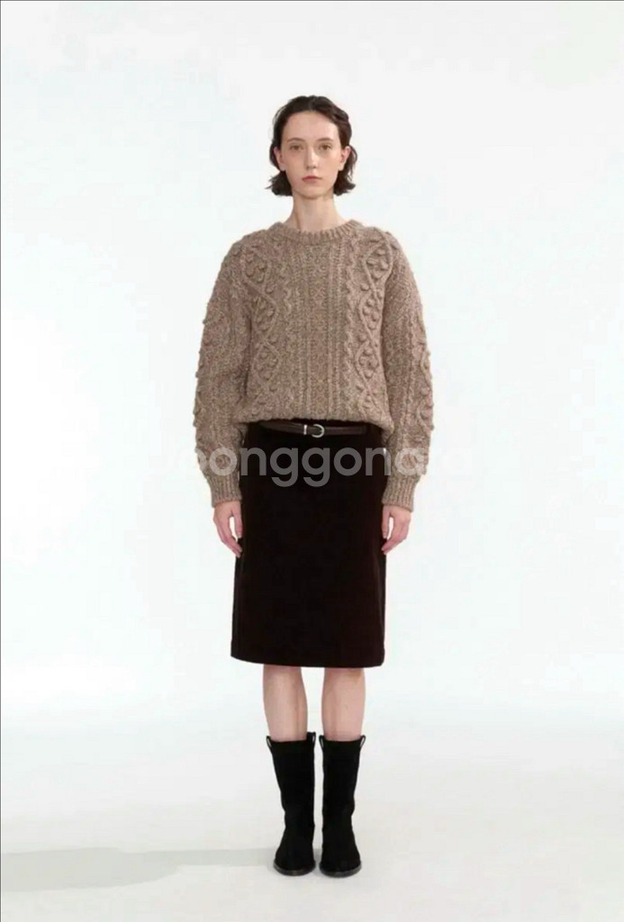 낫띵리튼 Ignes 케이블 니트 - 아몬드--5