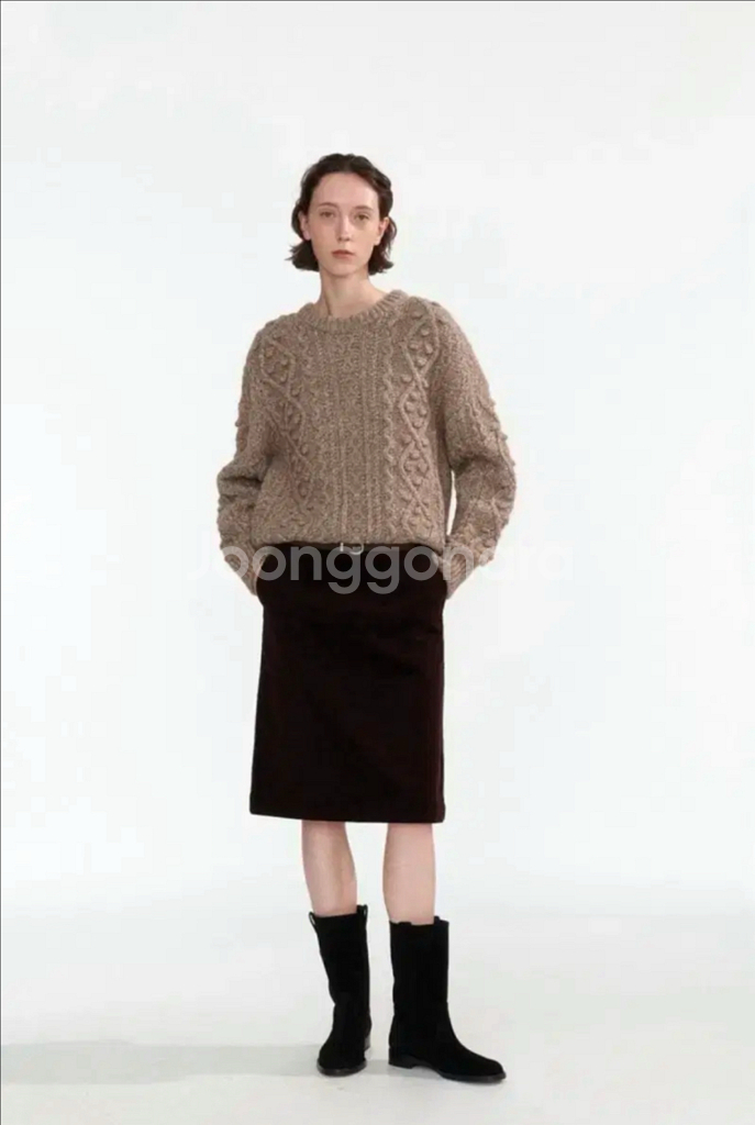 낫띵리튼 Ignes 케이블 니트 - 아몬드--7