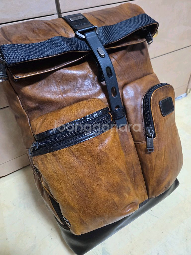 투미 정품 알파브라보 루크 롤탑 레더 백팩--1