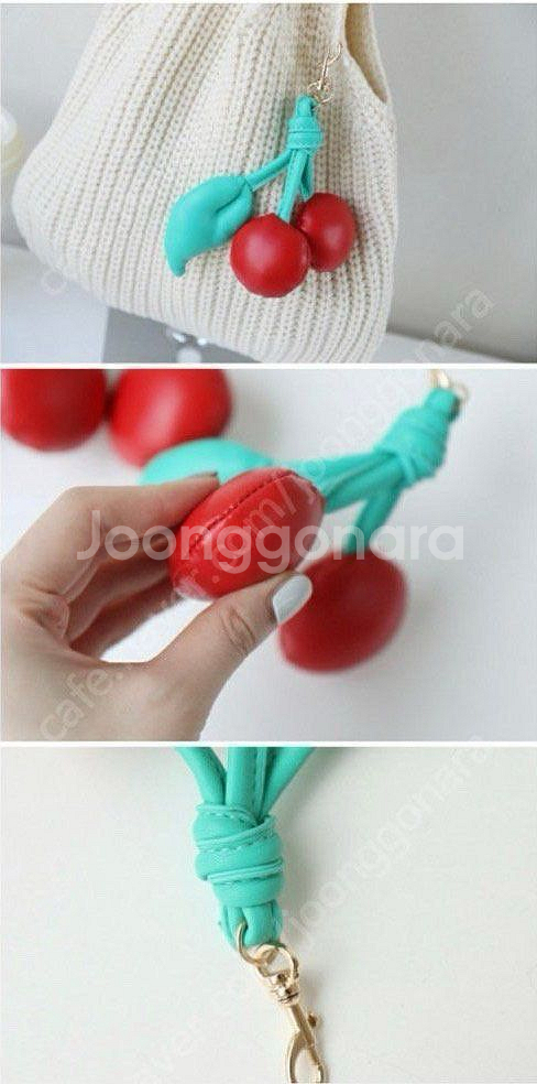 [미사용]여성 니트 백(체리키링 포함)--3