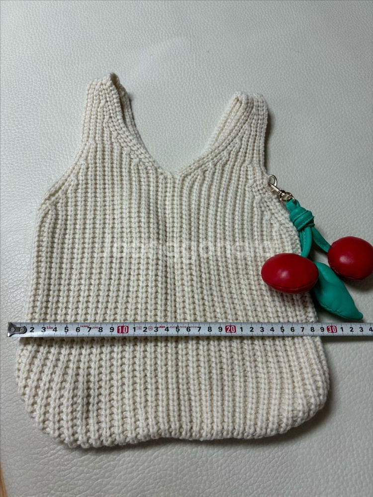 [미사용]여성 니트 백(체리키링 포함)--5