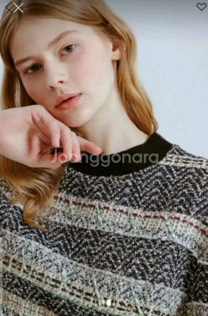 랑방 울블렌드 니팅 블록 트위드 탑 82사이즈(55사이즈) 스웨터--1