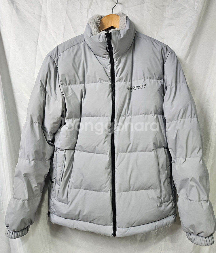디스커버리 양면 구스 다운 패딩 남녀공용 그레이 사이즈95--3