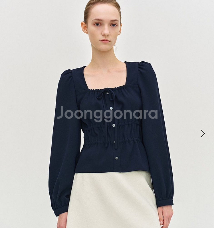 시에 데이나 스퀘어 셔링 블라우스 네이비 S 새상품--0