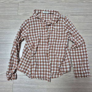 슈슈앤크라 브라운체크 셔츠 8y