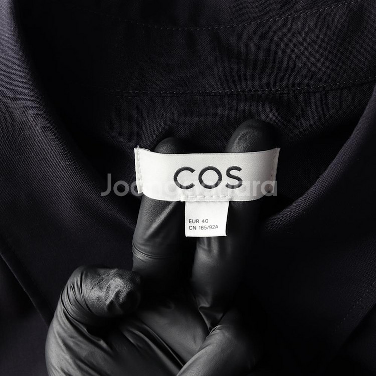 [M]코스 울100% 블루 배색 긴팔 롱 셔츠--4