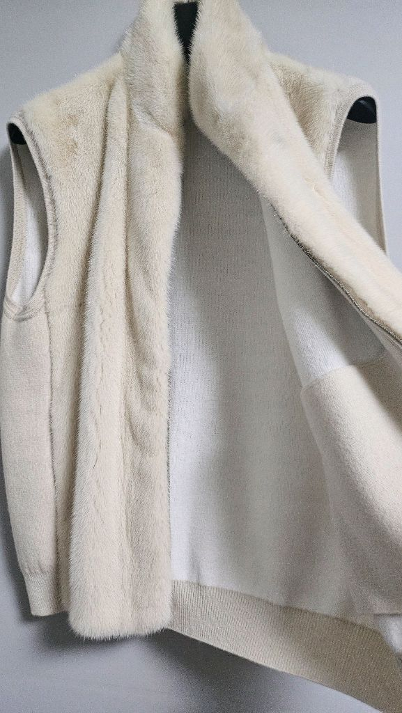 한섬 천연 밍크 베스트 아이보리 85(Free)--5