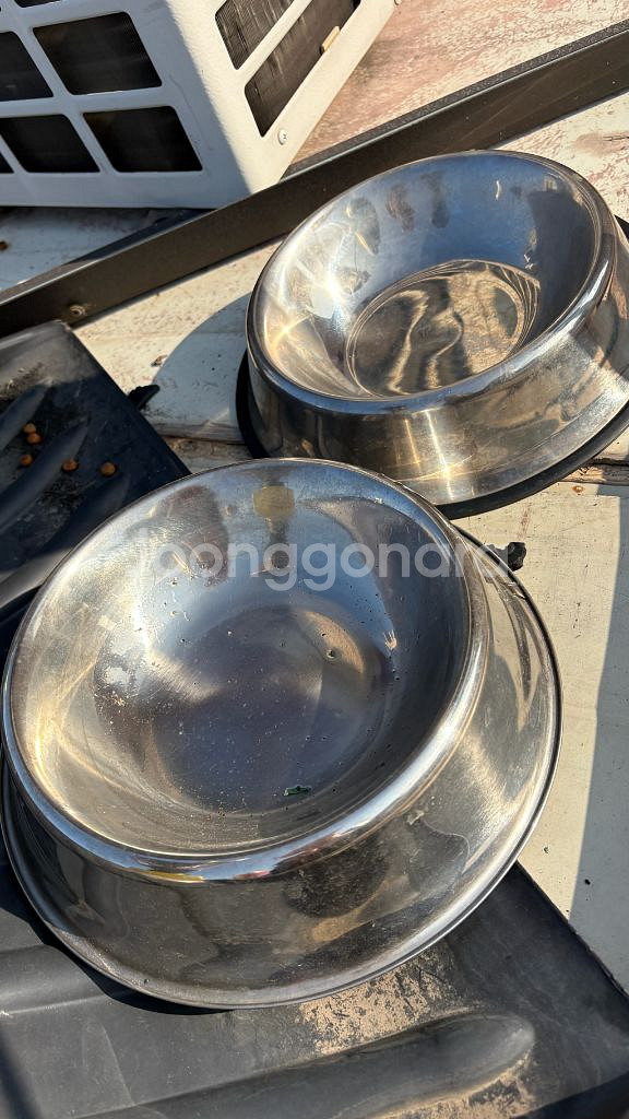 강아지 스테인리스 밥그릇2개--0