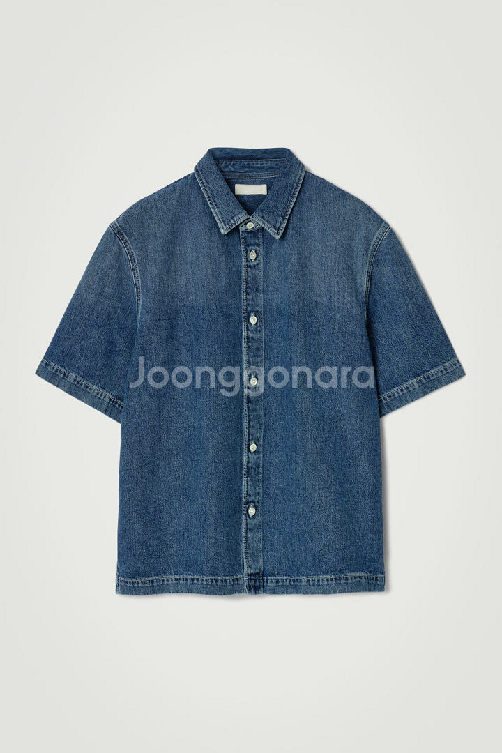 [새제품] COS 라이트웨이트 쇼트 슬리브 데님 셔츠 XL--5