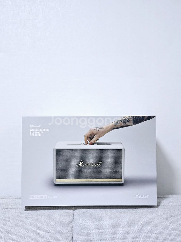 마샬 스탠모어2 화이트 정품 스피커 + 스탠드 팝니다--0