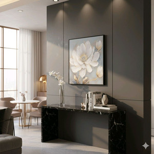 럭셔리 핸드메이드 큐빅 플라워 유화 액자 - 블랙 프레