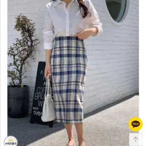 린넨체크 롱스커트