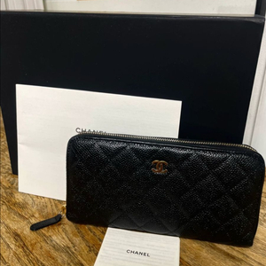 샤넬 캐비어 장지갑 블랙