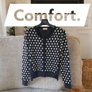 블랙 도트 패턴 여성 가디건 S