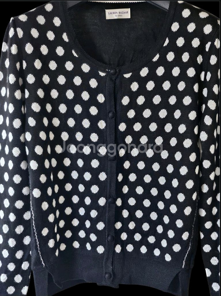 블랙 도트 패턴 여성 가디건 S--1