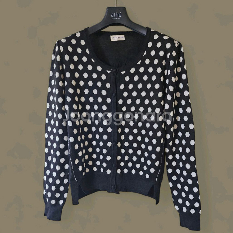 블랙 도트 패턴 여성 가디건 S--9