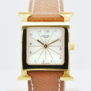 에르메스 H아워 금장 중고명품 손목시계 여성용 PM 사이즈 21mm 여성가죽시계