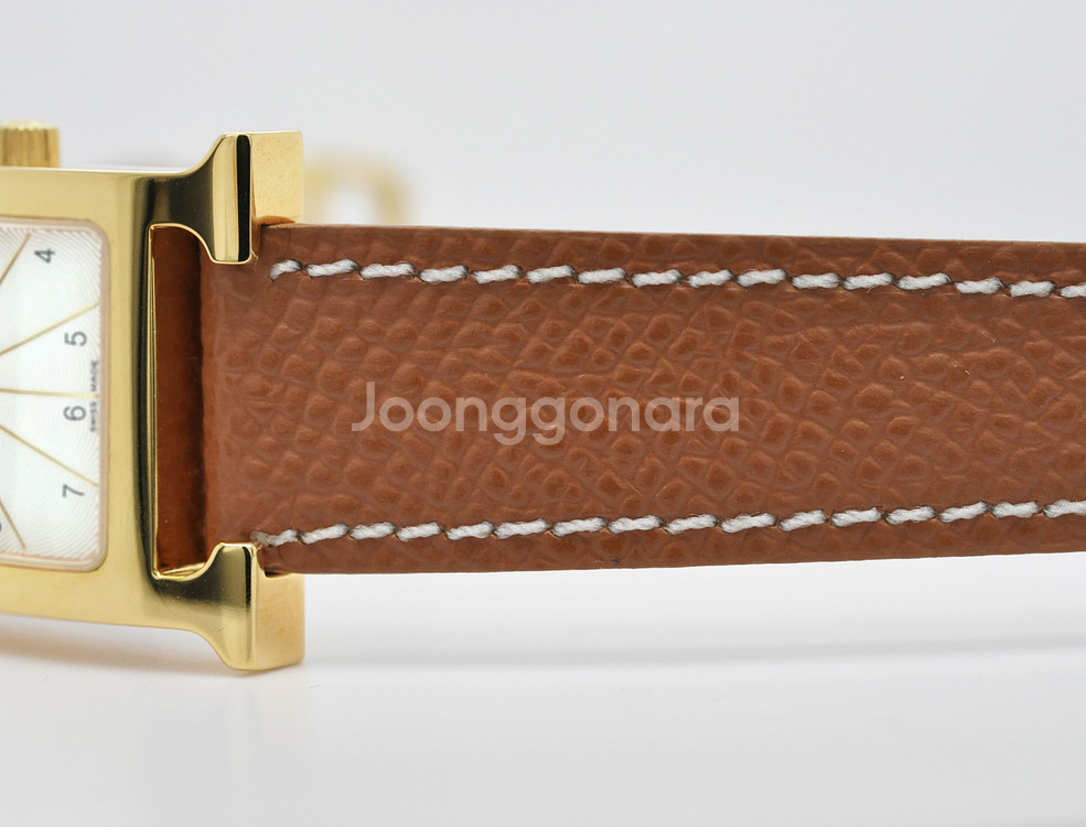 에르메스 H아워 금장 중고명품 손목시계 여성용 PM 사이즈 21mm 여성가죽시계--4