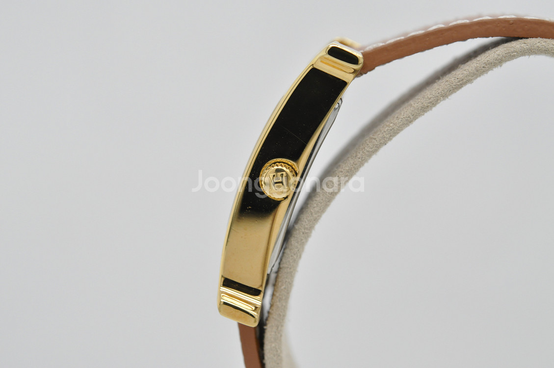 에르메스 H아워 금장 중고명품 손목시계 여성용 PM 사이즈 21mm 여성가죽시계--3