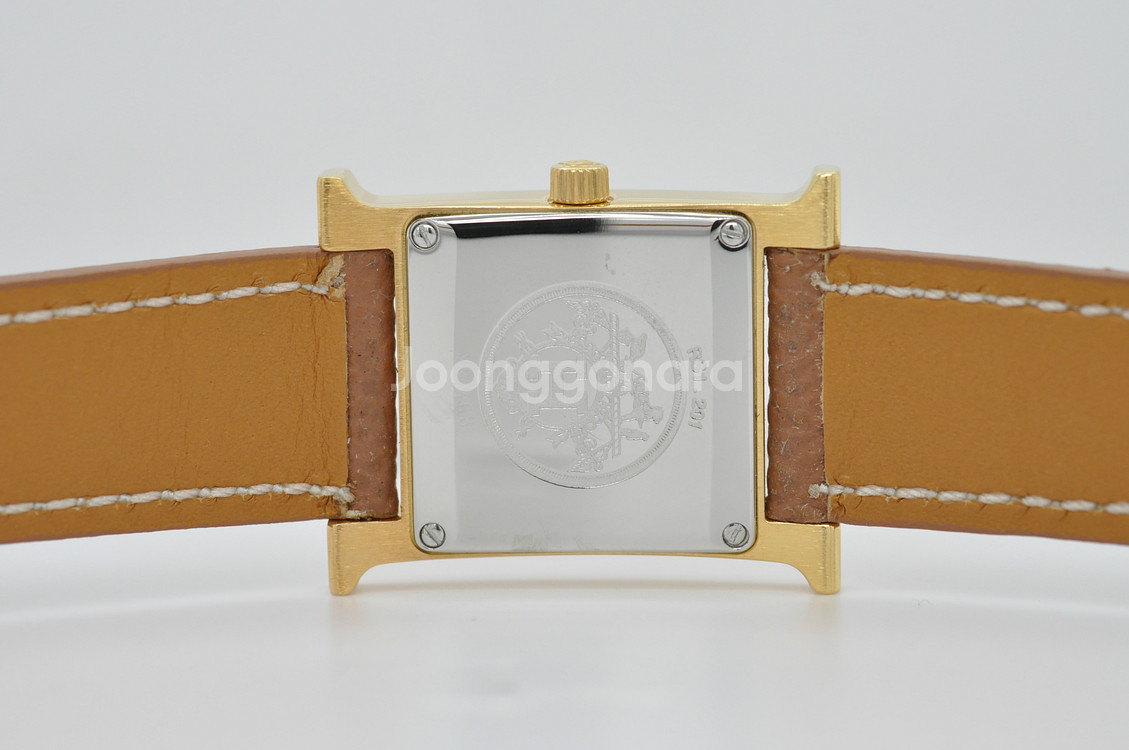 에르메스 H아워 금장 중고명품 손목시계 여성용 PM 사이즈 21mm 여성가죽시계--6