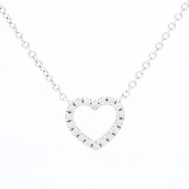 티파니 메트로하트 18P 천연다이아몬드 티파니앤코 18K 화이트골드 펜던트 목걸이 1.9g--0