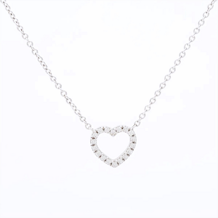 티파니 메트로하트 18P 천연다이아몬드 티파니앤코 18K 화이트골드 펜던트 목걸이 1.9g--1