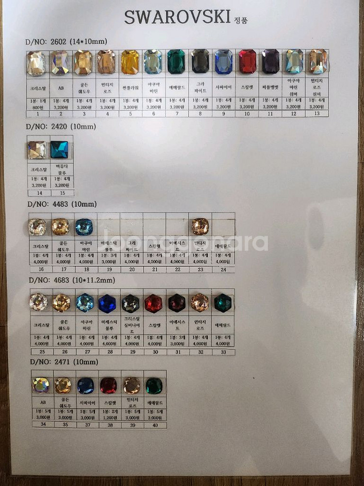 정품 스와로브스키 &V컷 &명품파츠 (네일/새상품)--0