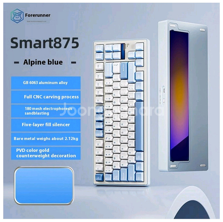 기계식 풀알루미늄 무선 키보드 Smart875 풀 알루미늄 유무선 게이밍 75키 기계식 키보드 8000mAh 핫스왑--0