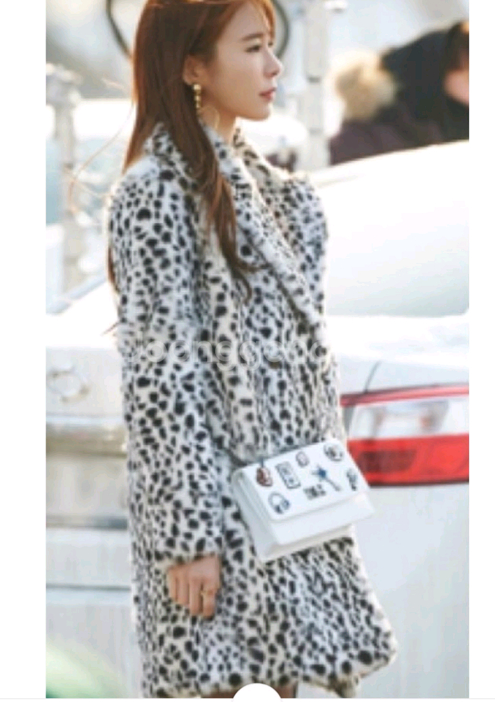 마쥬 레오파드 래빗 퍼 코트 도깨비 유인나님 착용--1