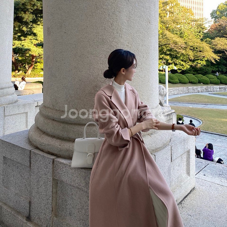 Erang 이랑 핑크 핸드메이드 롱 코트--0