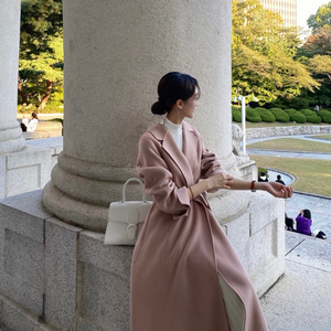 Erang 이랑 핑크 핸드메이드 롱 코트