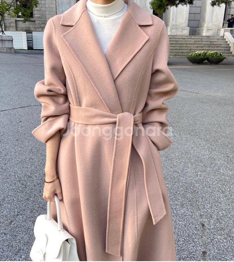 Erang 이랑 핑크 핸드메이드 롱 코트--1