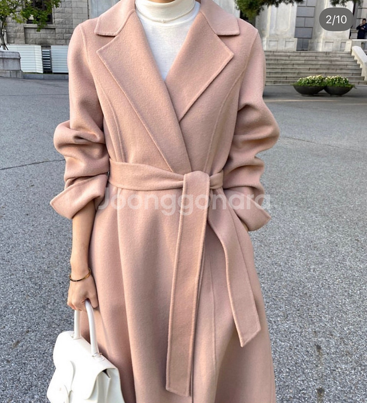 Erang 이랑 핑크 핸드메이드 롱 코트--2