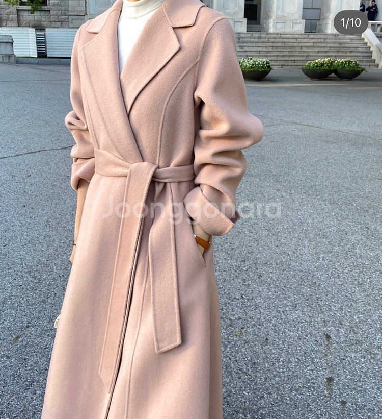 Erang 이랑 핑크 핸드메이드 롱 코트--3