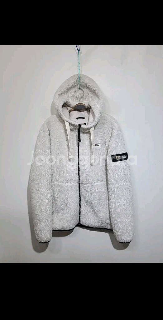 (L) 내셔널지오그래픽 후리스 와펜점퍼 화이트 뽀글이 플리스 자켓--0