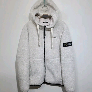 (L) 내셔널지오그래픽 후리스 와펜점퍼 화이트 뽀글이 플리스 자켓
