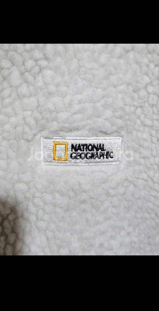 (L) 내셔널지오그래픽 후리스 와펜점퍼 화이트 뽀글이 플리스 자켓--3