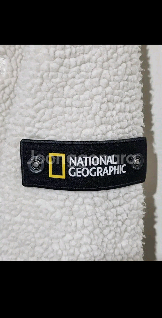 (L) 내셔널지오그래픽 후리스 와펜점퍼 화이트 뽀글이 플리스 자켓--4