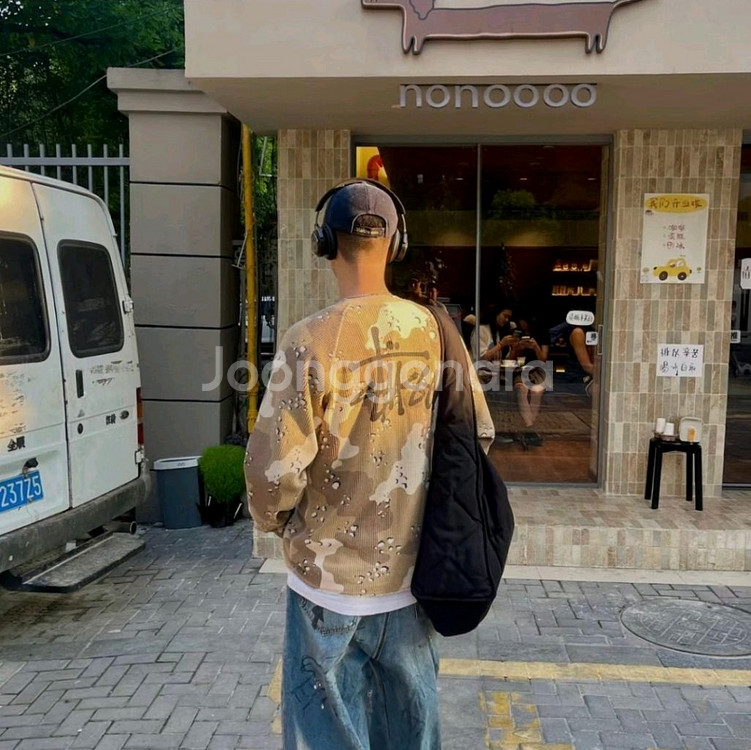 [L] 스투시 래글런 써멀 롱슬리브 크루 데저트 카모--1