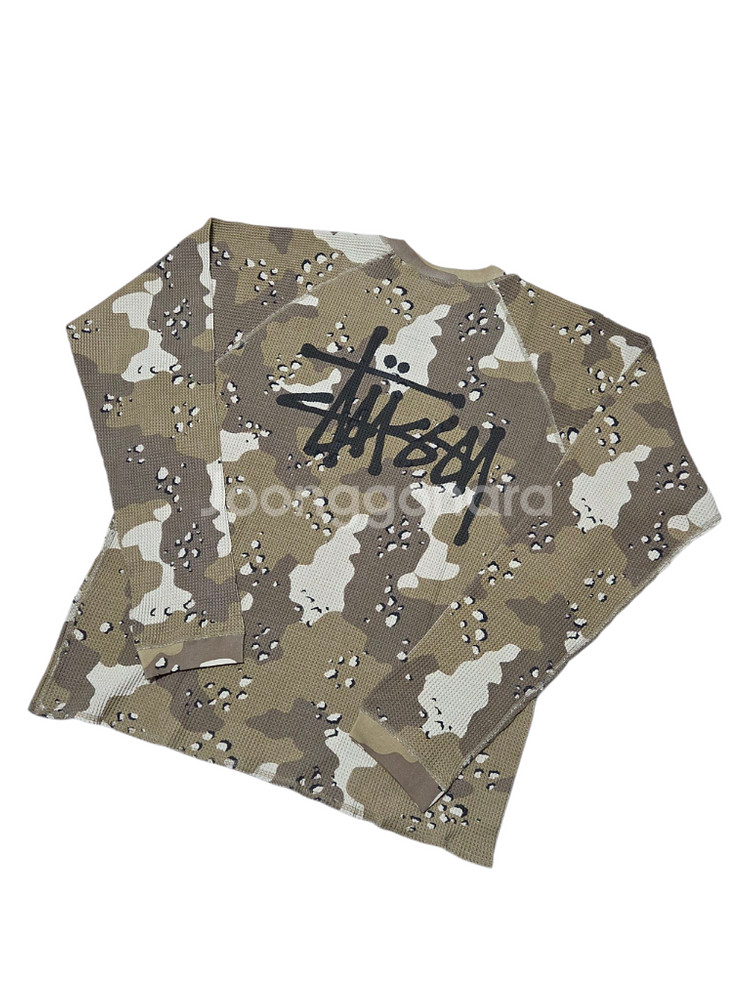 [L] 스투시 래글런 써멀 롱슬리브 크루 데저트 카모--4