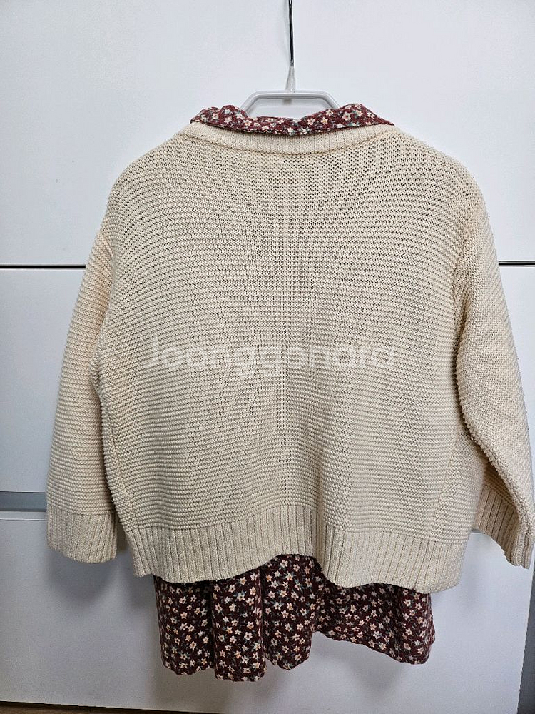 여아 가디건 + 꽃무늬 원피스 세트 120--1