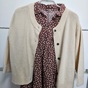 여아 가디건 + 꽃무늬 원피스 세트 120