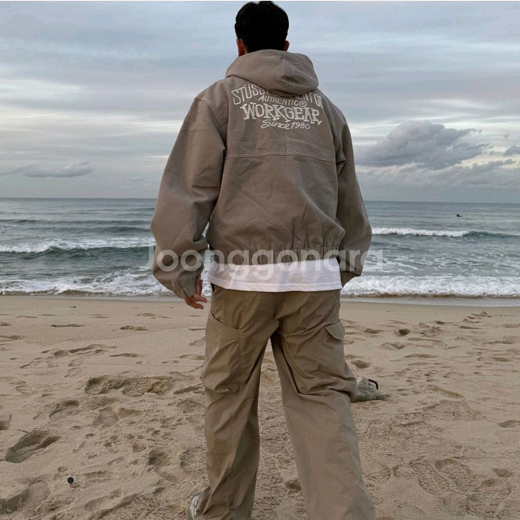 [XL] 스투시 워크 자켓 콘트라스트 스티치 그레이--0