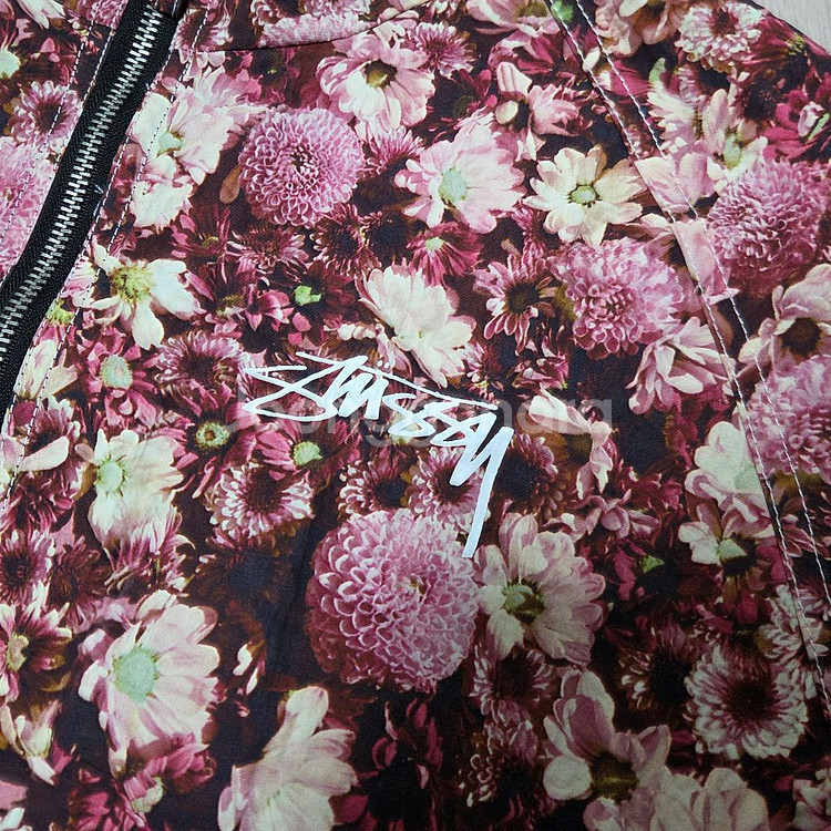 [M] 스투시 플로랄 나일론 비치 쉘 자켓 마룬--4