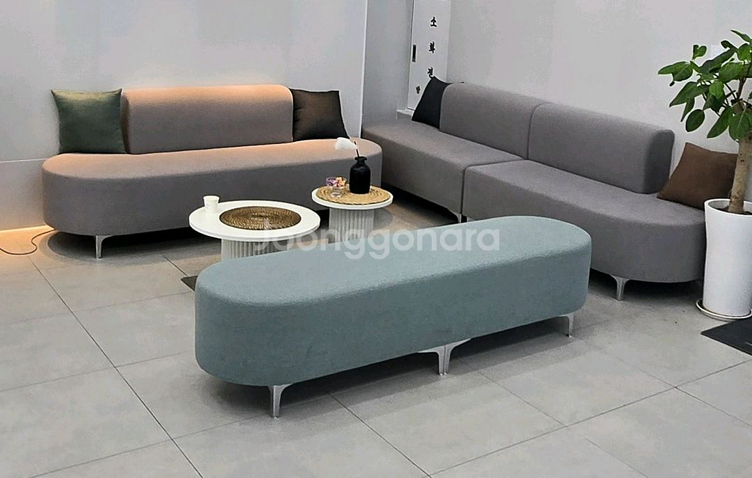 수제 패브릭 소파 & 벤치형 스툴 세트(상태아주좋음)--0