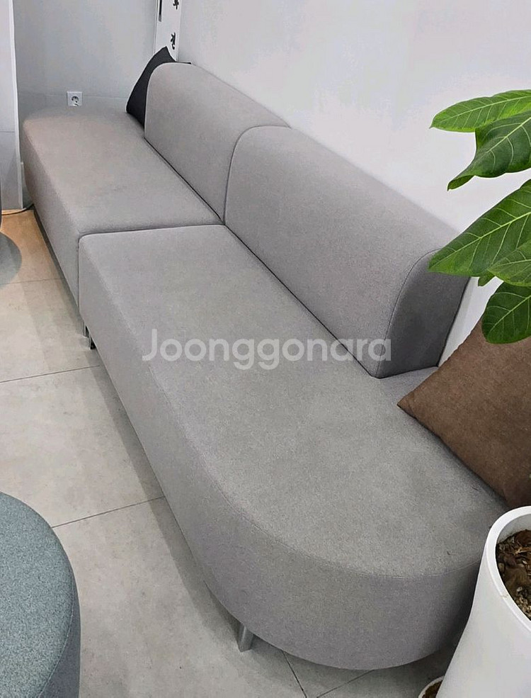 수제 패브릭 소파 & 벤치형 스툴 세트(상태아주좋음)--2