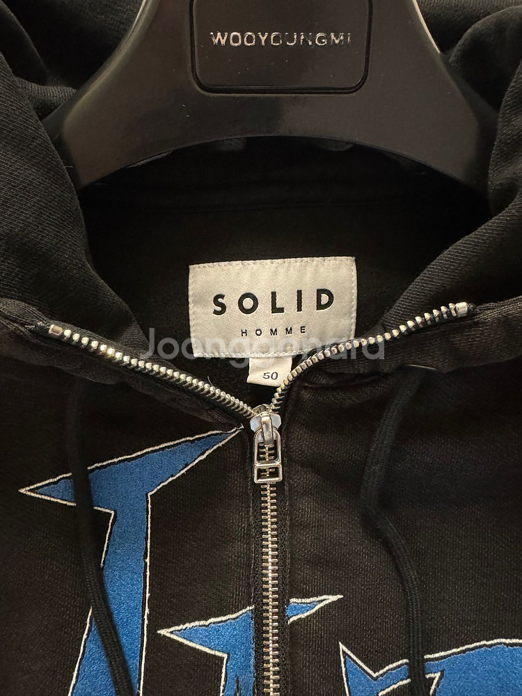 [새제품] 솔리드옴므 25fw 블랙 하프집업 후드 50--3