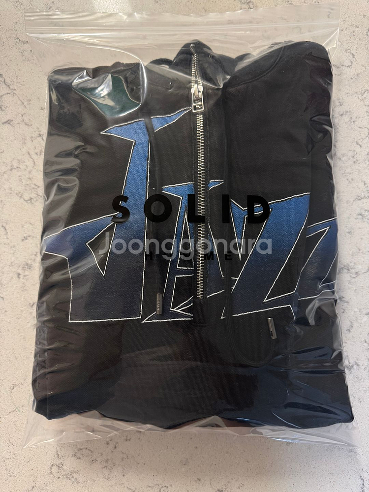 [새제품] 솔리드옴므 25fw 블랙 하프집업 후드 50--7