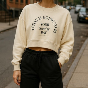 레터링 크롭 맨투맨